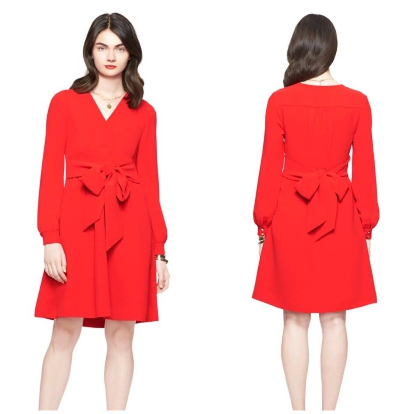 Kate Spade Crepe Tie Back Dress Cherry Red Sz 4 3a10